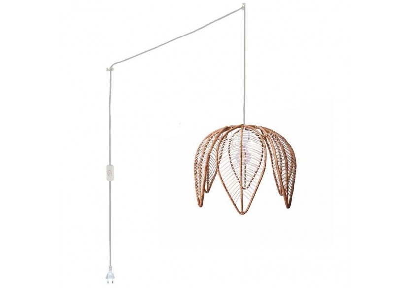 Suspension en rotin "Bintan" en forme de fleur avec interrupteur et prise - K182-C-B - Barcelona LED