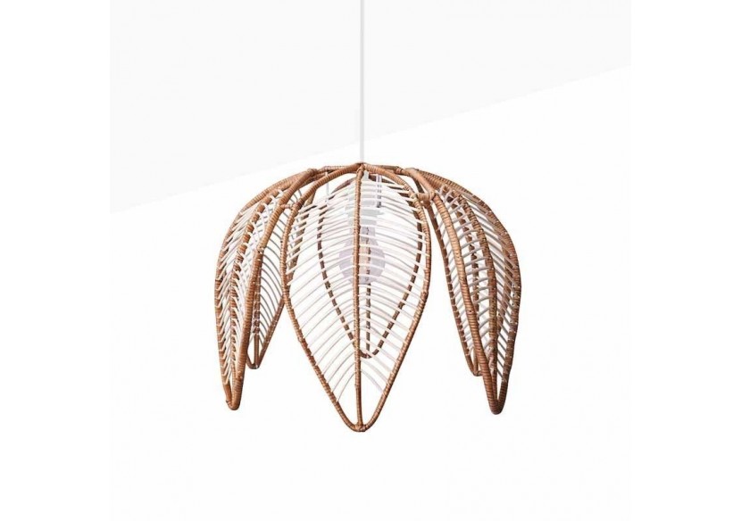Suspension en rotin "Bintan" en forme de fleur avec interrupteur et prise - K182-C-B - Barcelona LED