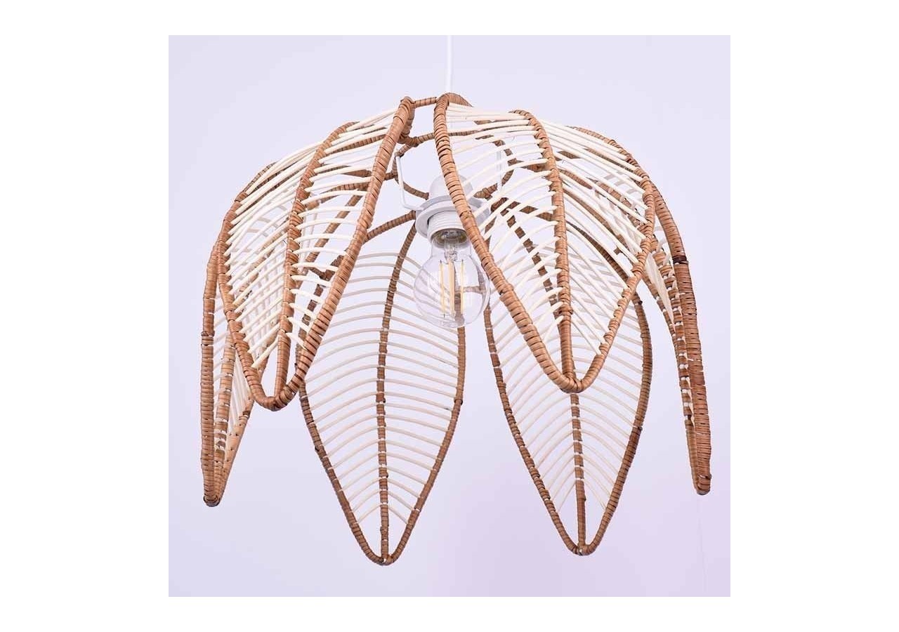 Suspension en rotin "Bintan" en forme de fleur avec interrupteur et prise - K182-C-B - Barcelona LED