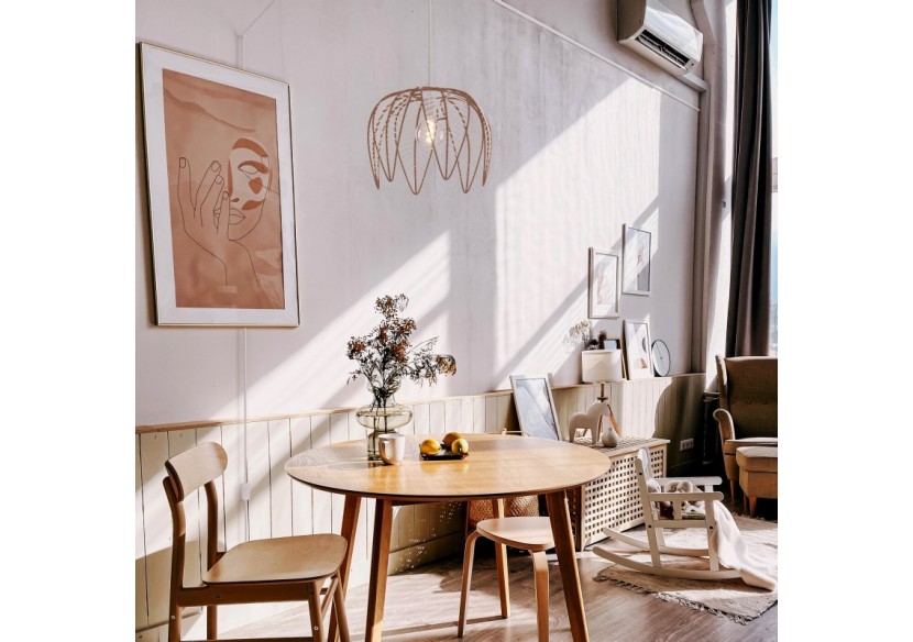 Suspension en rotin "Bintan" en forme de fleur avec interrupteur et prise - K182-C-B - Barcelona LED