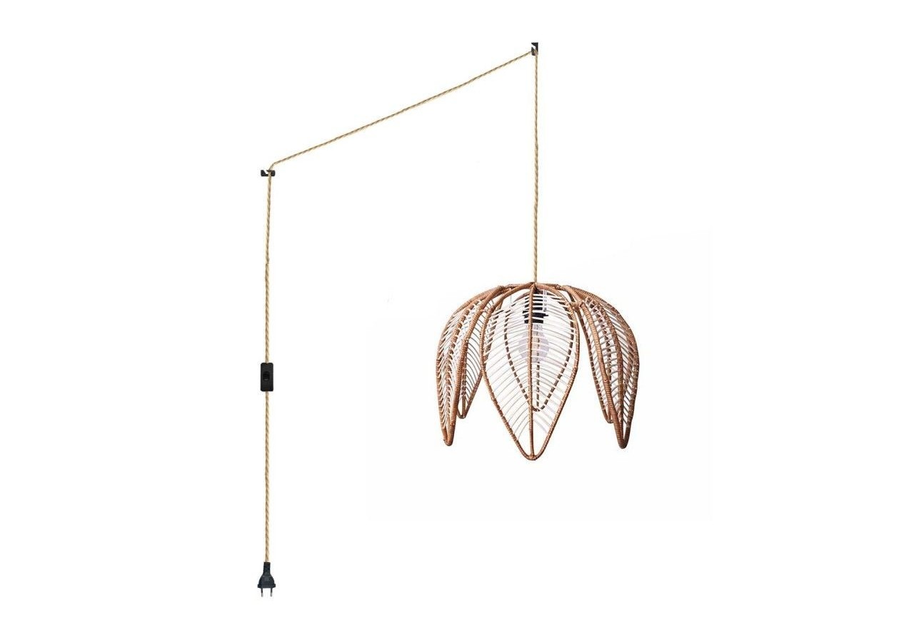 Suspension en rotin "Bintan" en forme de fleur avec interrupteur et prise - K182-C-CU - Barcelona LED