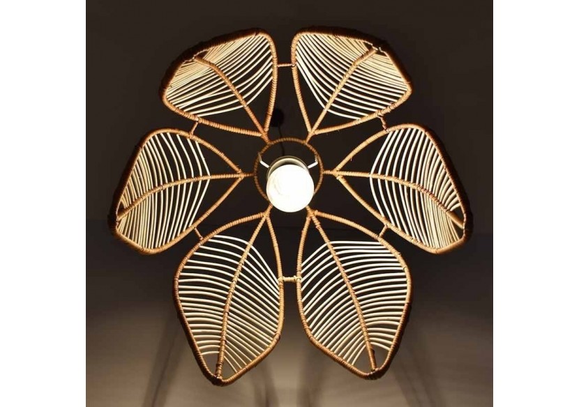 Suspension en rotin "Bintan" en forme de fleur avec interrupteur et prise - K182-C-CU - Barcelona LED