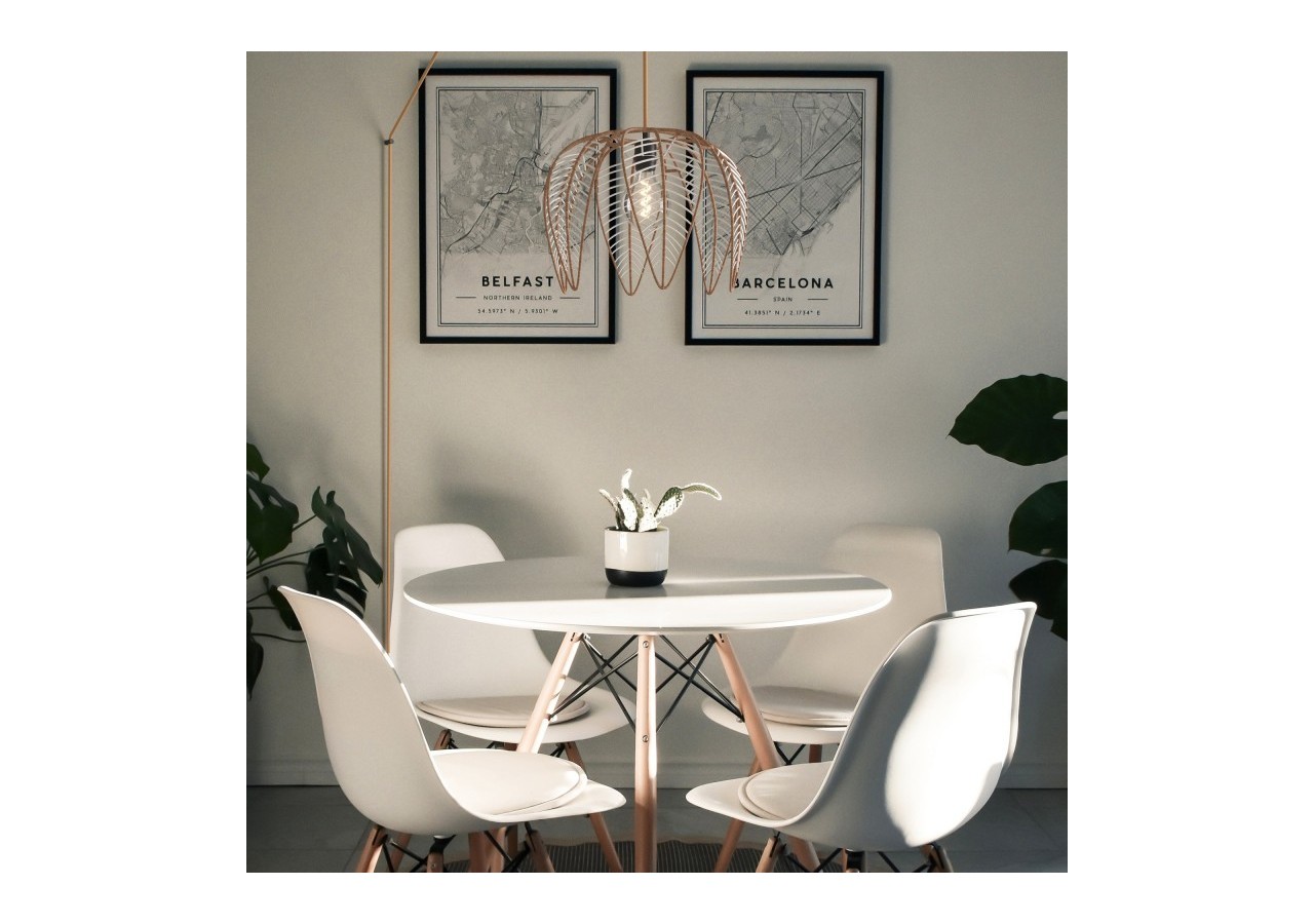 Suspension en rotin "Bintan" en forme de fleur avec interrupteur et prise - K182-C-CU - Barcelona LED