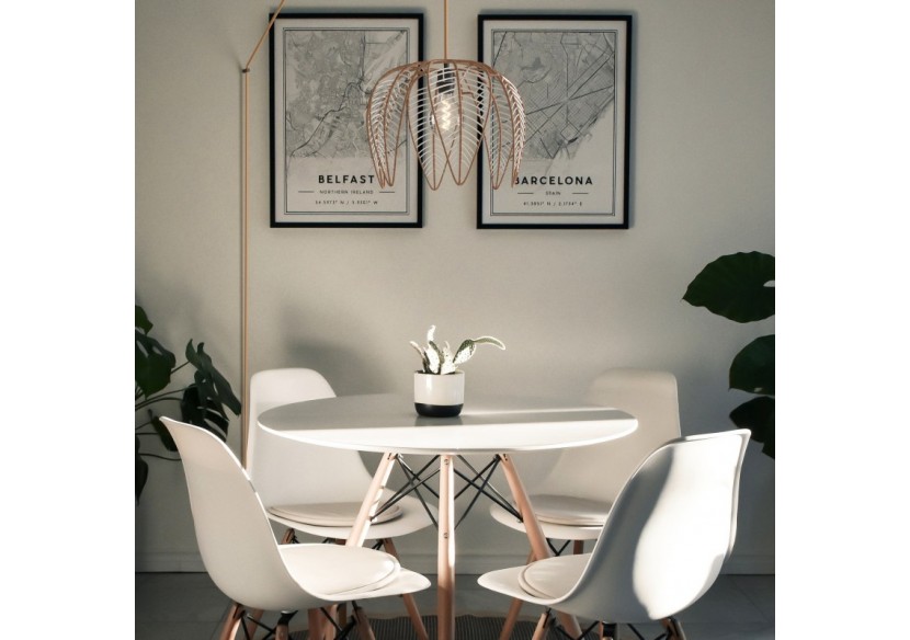 Suspension en rotin "Bintan" en forme de fleur avec interrupteur et prise - K182-C-CU - Barcelona LED