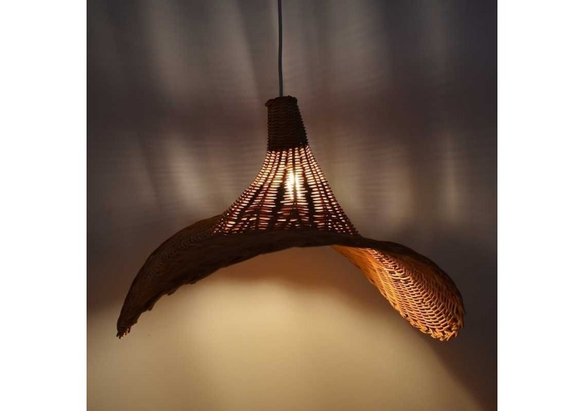 Suspension en osier "Tien" avec interrupteur et prise - K183-C-B - Barcelona LED