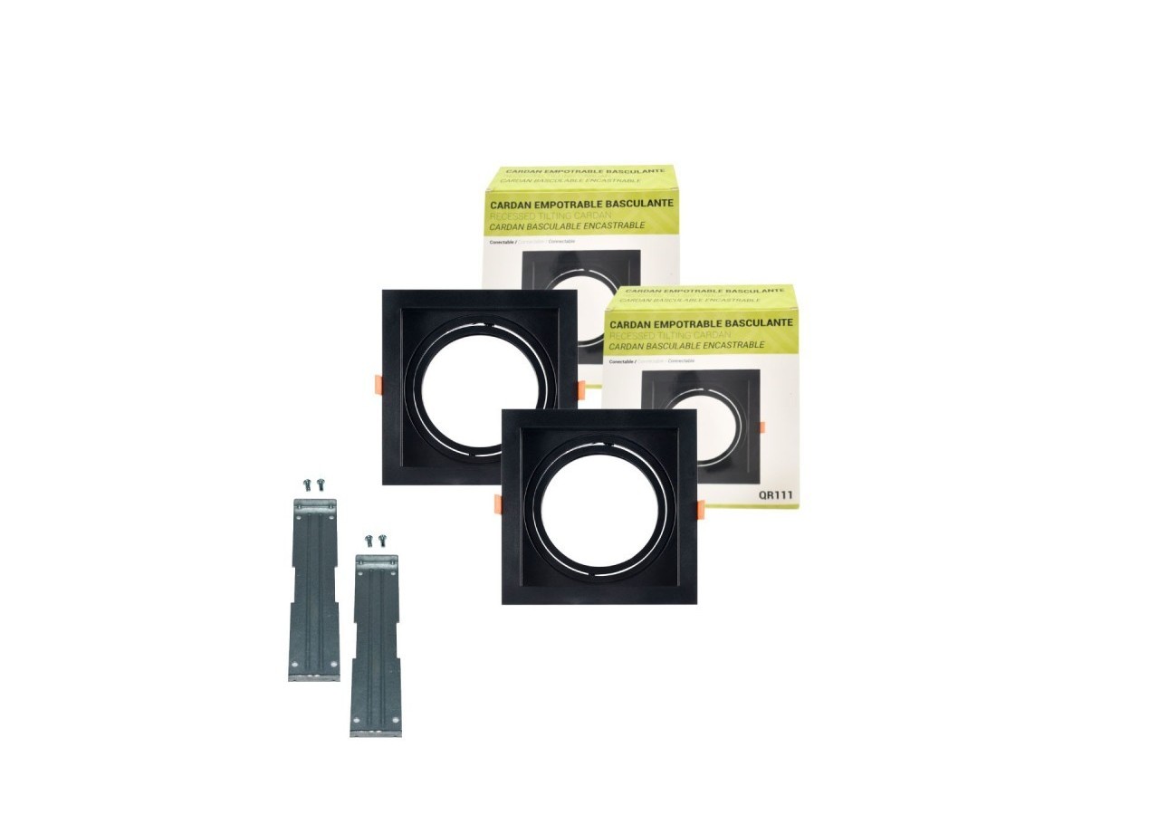 Pack x2-Collerette downlight carrée orientable type cardan pour ampoule QR111/AR111-Coupe 155x155mm - K1016-2-N - Barcelona LED