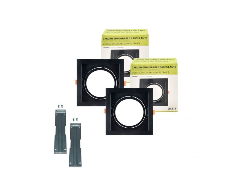 Pack x2-Collerette downlight carrée orientable type cardan pour ampoule QR111/AR111-Coupe 155x155mm - K1016-2-N - Barcelona LED