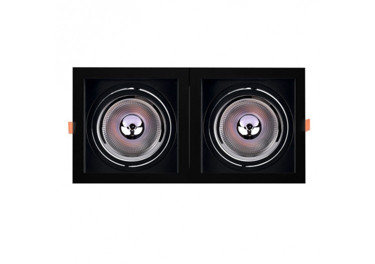 Pack x2-Collerette downlight carrée orientable type cardan pour ampoule QR111/AR111-Coupe 155x155mm - K1016-2-N - Barcelona LED 2