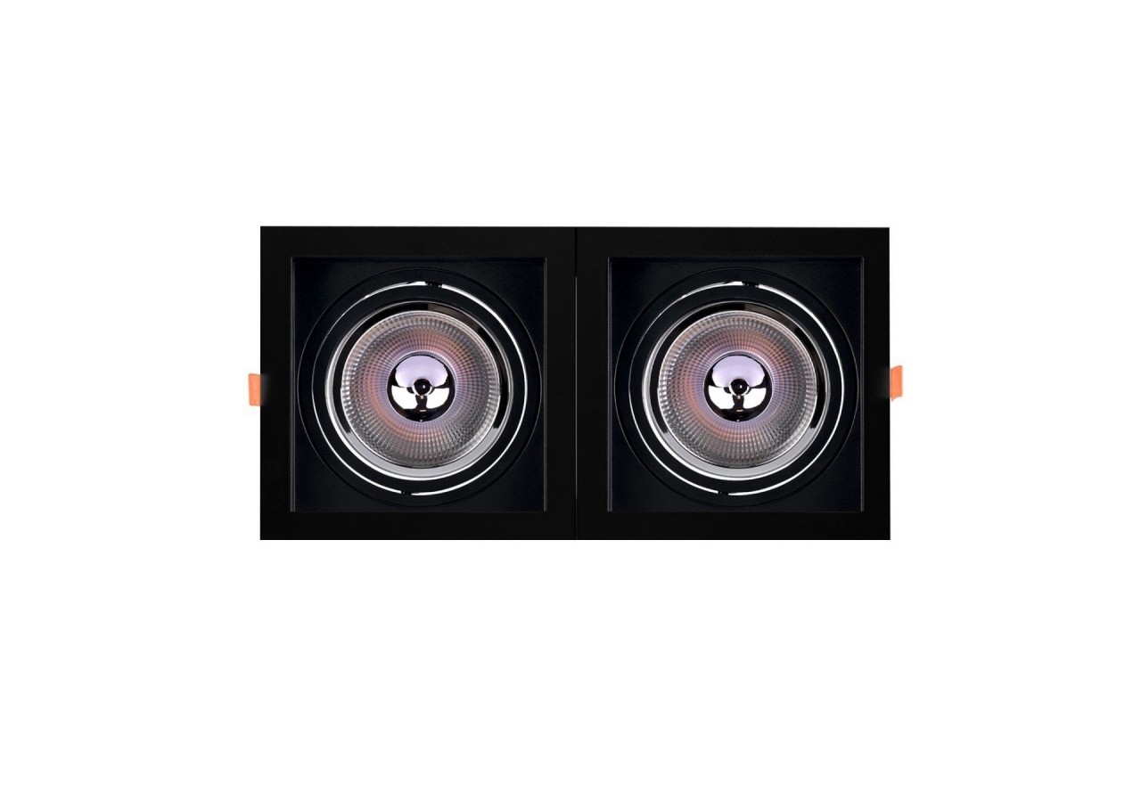 Pack x2-Collerette downlight carrée orientable type cardan pour ampoule QR111/AR111-Coupe 155x155mm - K1016-2-N - Barcelona LED