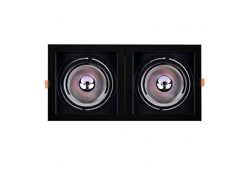 Pack x2-Collerette downlight carrée orientable type cardan pour ampoule QR111/AR111-Coupe 155x155mm - K1016-2-N - Barcelona LED