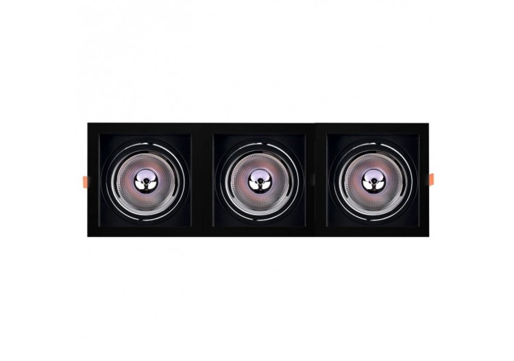 Pack x3-Collerette downlight carrée orientable type cardan pour ampoule QR111/AR111-Coupe 155x155mm - K1016-3-N - Barcelona LED 2