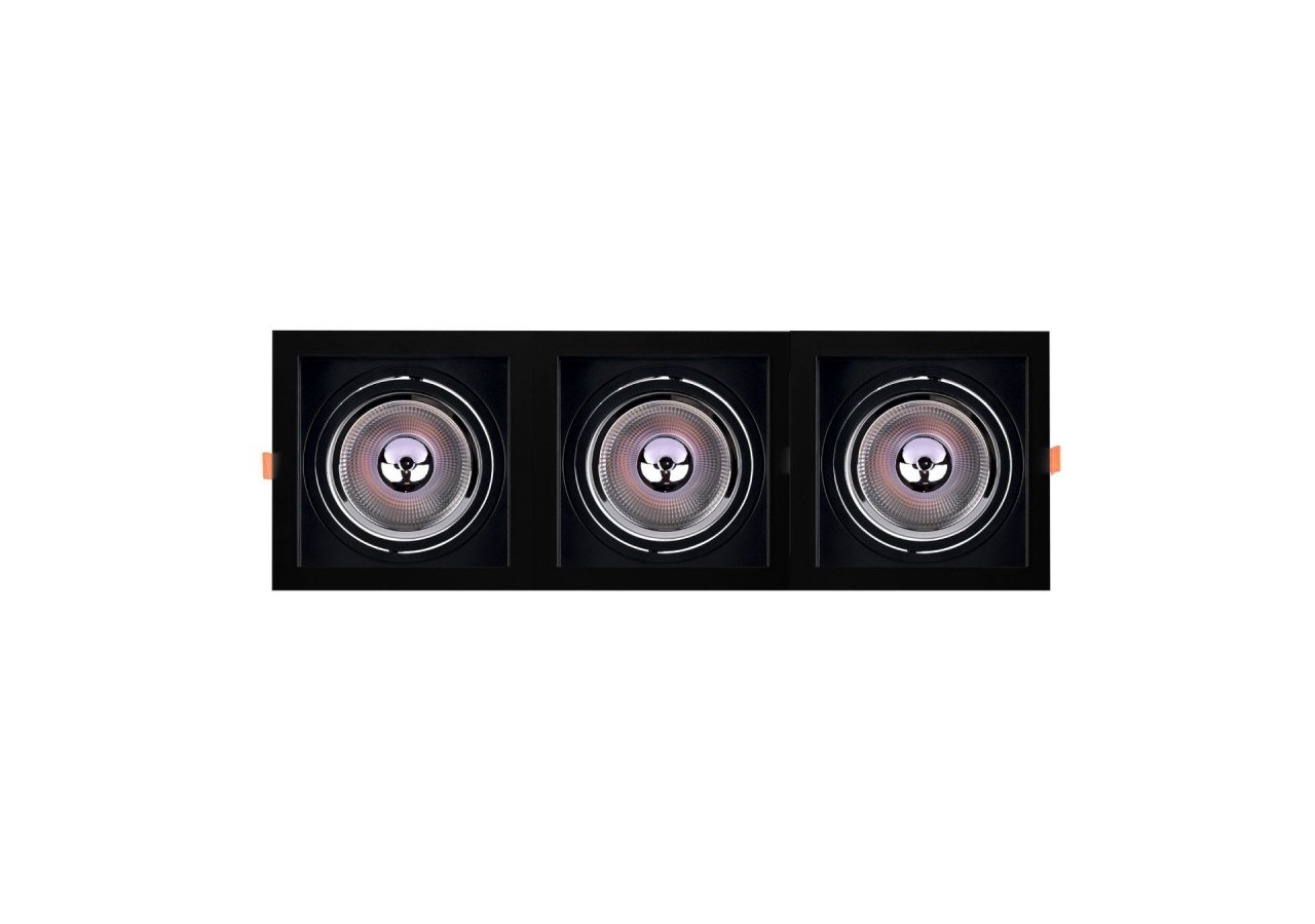 Pack x3-Collerette downlight carrée orientable type cardan pour ampoule QR111/AR111-Coupe 155x155mm - K1016-3-N - Barcelona LED