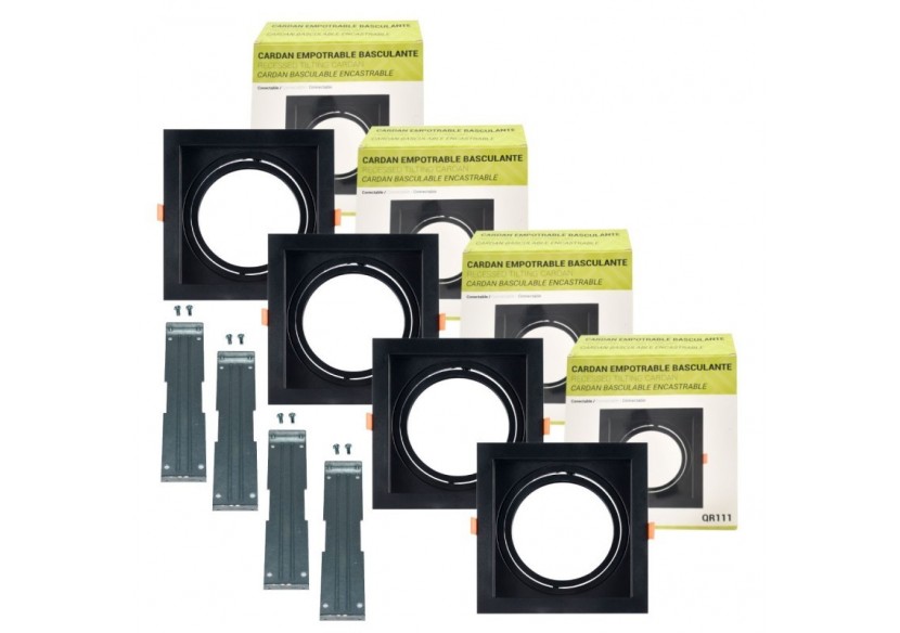 Pack x4-Collerette downlight carrée orientable type cardan pour ampoule QR111/AR111-Coupe 155x155mm - K1016-4-N - Barcelona LED Pack x4-Collerette downlight carrée orientable type cardan pour ampoule QR111/AR111-Coupe 155x155mm - K1016-4-N - Barcelona LED