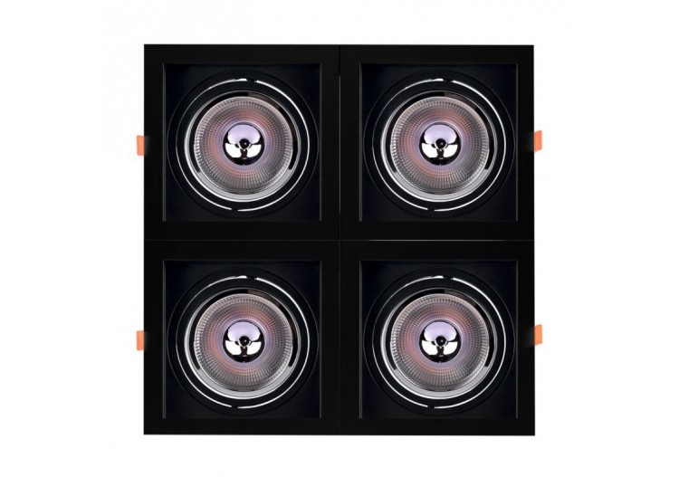 Pack x4-Collerette downlight carrée orientable type cardan pour ampoule QR111/AR111-Coupe 155x155mm - K1016-4-N - Barcelona LED 2