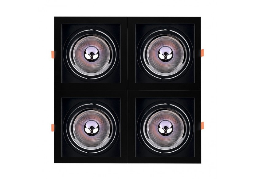 Pack x4-Collerette downlight carrée orientable type cardan pour ampoule QR111/AR111-Coupe 155x155mm - K1016-4-N - Barcelona LED Pack x4-Collerette downlight carrée orientable type cardan pour ampoule QR111/AR111-Coupe 155x155mm - K1016-4-N - Barcelona LED