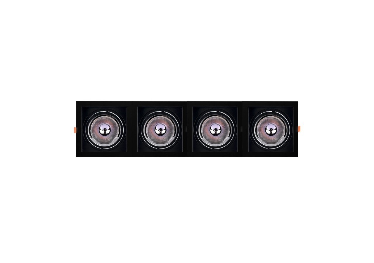 Pack x4-Collerette downlight carrée orientable type cardan pour ampoule QR111/AR111-Coupe 155x155mm - K1016-4-N - Barcelona LED