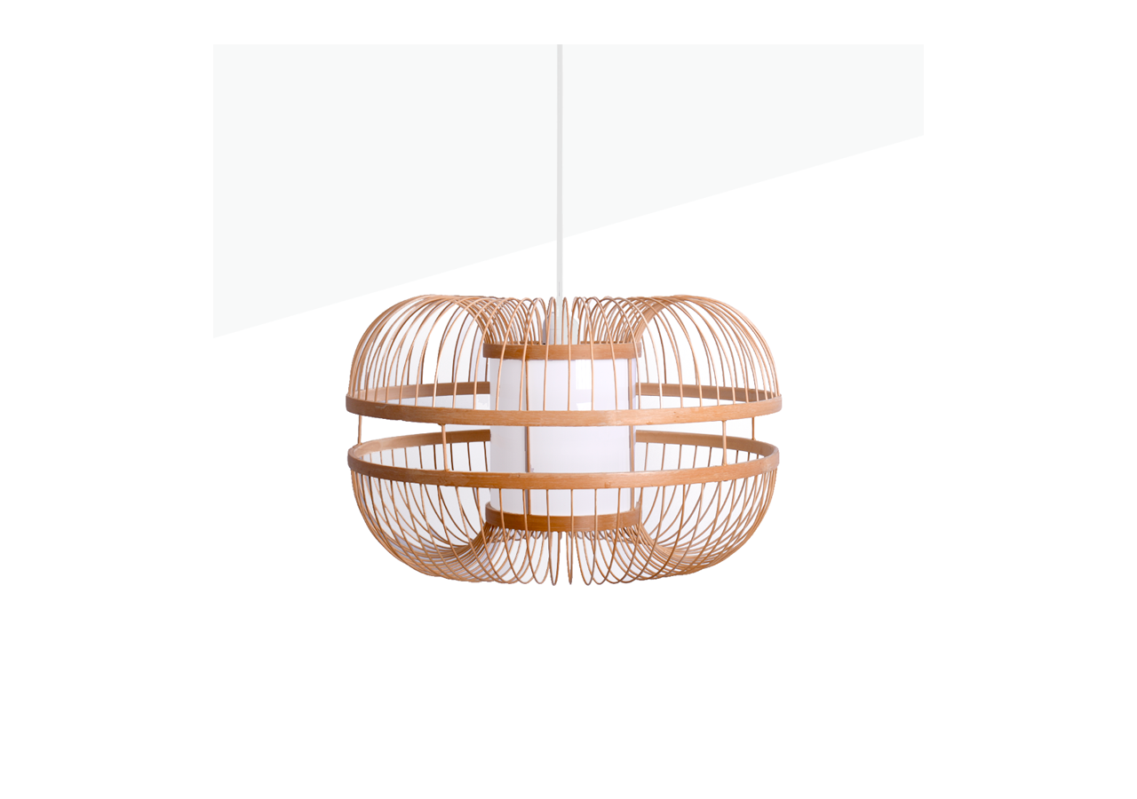 Suspension japonaise en bambou "Kaizen" avec interrupteur et prise - K179-C-B - Barcelona LED
