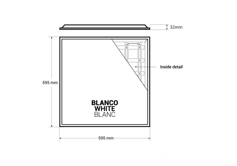 Panneau LED encastrable 60x60 rétro-éclairé-3800lm-Driver Philips-36W-UGR22-IP40 - B5235-BACKLIGHT-BN - Barcelona LED