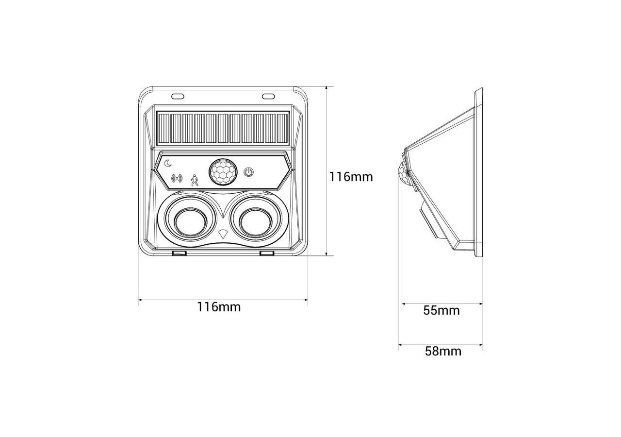 Pack x 2-Applique murale solaire extérieure avec capteur de mouvement PIR-1W (2x0,5W)-IP44 - SL25-BC - Barcelona LED