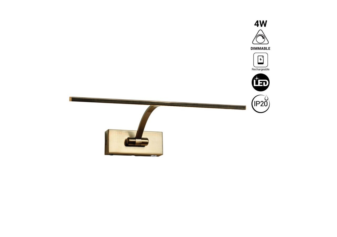 Applique tableau LED à batterie-Dimmable-4W-34cm - LN1524-BR-BC - Barcelona LED