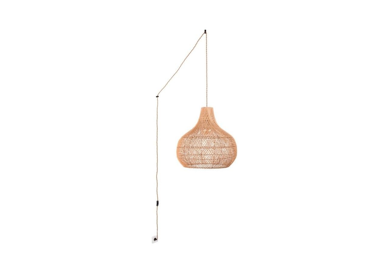 Suspension en osier "Samoa" avec interrupteur et prise - K187-C-CU - Barcelona LED