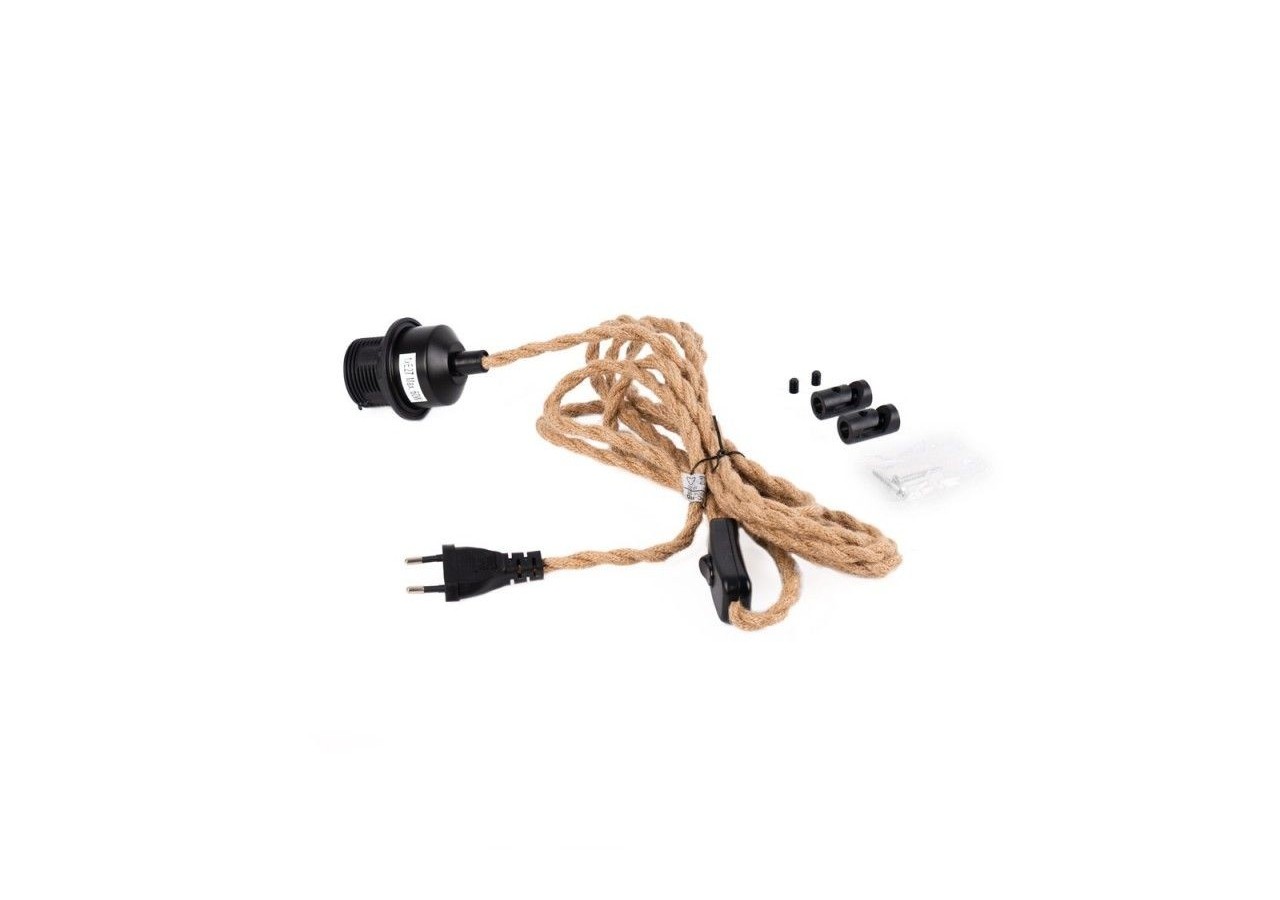 Suspension en osier "Samoa" avec interrupteur et prise - K187-C-CU - Barcelona LED