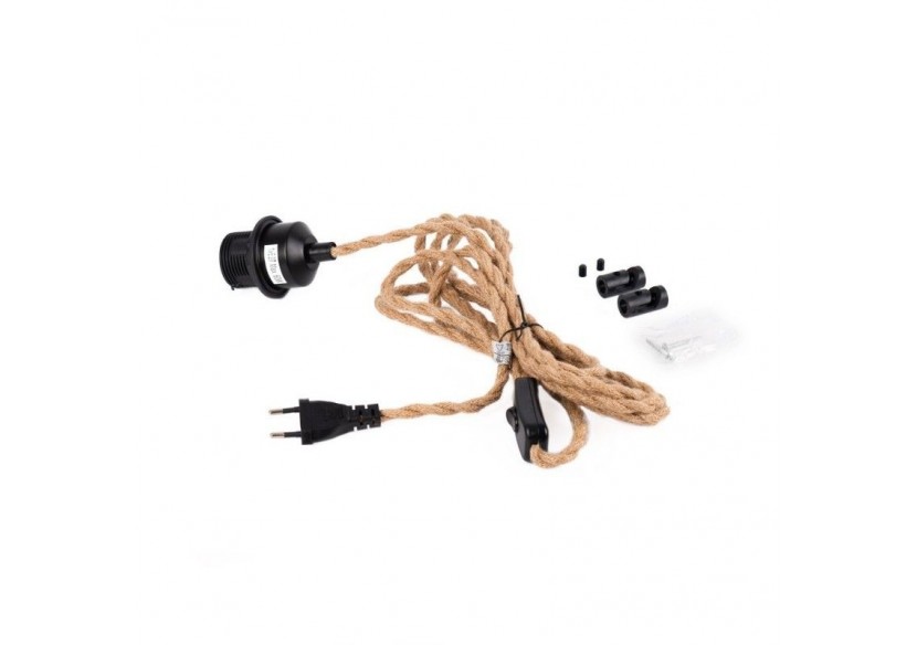 Suspension en osier "Samoa" avec interrupteur et prise - K187-C-CU - Barcelona LED