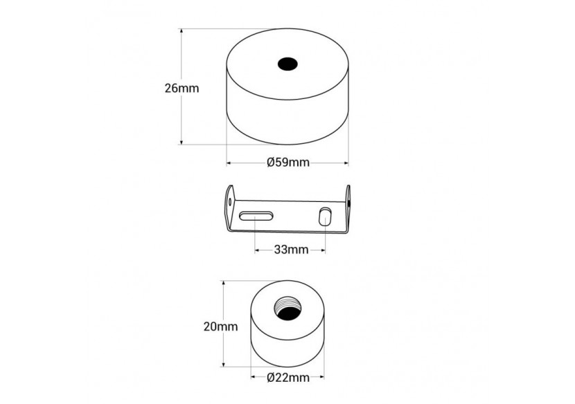 Accessoire rosace de finition pour néon 360 degrés-diamètre 22mm-NSD22 - NSD22-TE-B - Barcelona LED