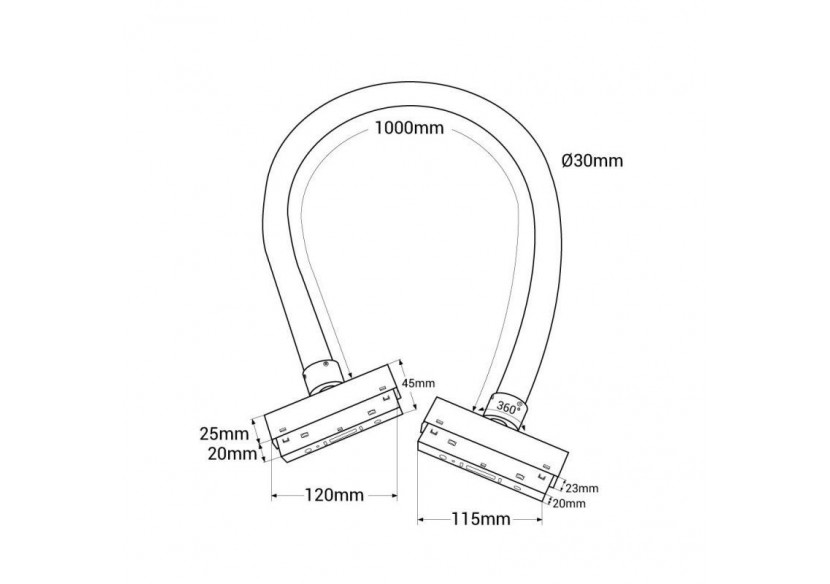 Néon LED flexible sur rail magnétique 360 degrés-48V DC- diamètre 30mm-24W/m-1 mètre-336ch/m - MNSD30-1M-BC - Barcelona LED