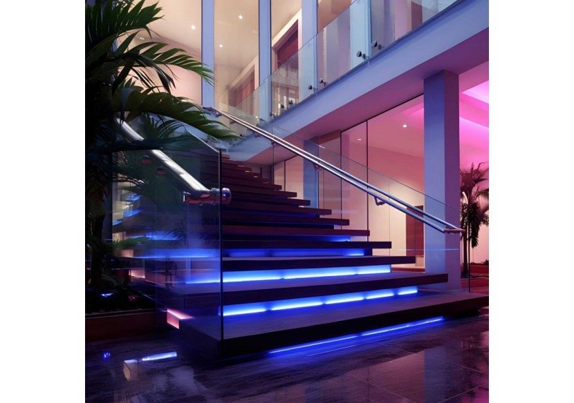 Ruban LED COB 24V DC-12W/m-Couleurs-8mm-IP20-Rouleau de 5m-Sécable tous les 4cm - B1559-5-AZ - Barcelona LED