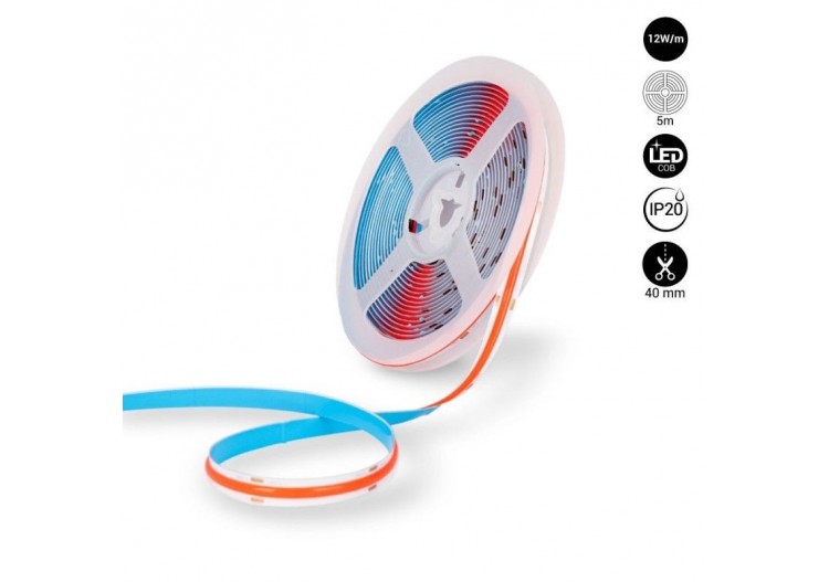 Ruban LED COB 24V DC-12W/m-Couleurs-8mm-IP20-Rouleau de 5m-Sécable tous les 4cm - B1559-5-RO - Barcelona LED 2