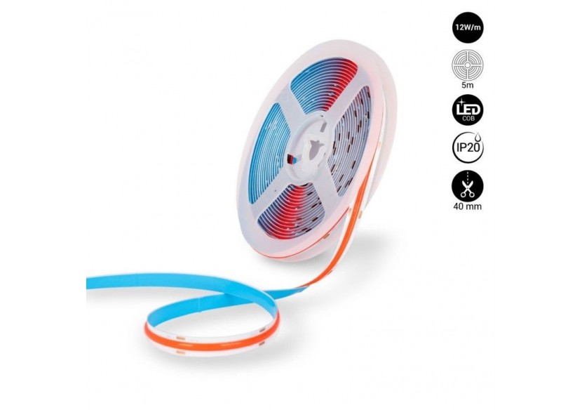 Ruban LED COB 24V DC-12W/m-Couleurs-8mm-IP20-Rouleau de 5m-Sécable tous les 4cm - B1559-5-RO - Barcelona LED