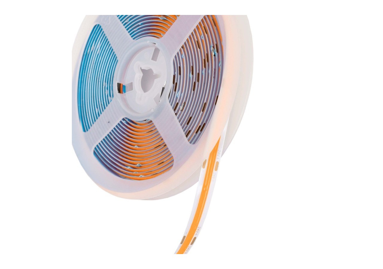 Ruban LED COB 24V DC-12W/m-Couleurs-8mm-IP20-Rouleau de 5m-Sécable tous les 4cm - B1559-5-AMB - Barcelona LED