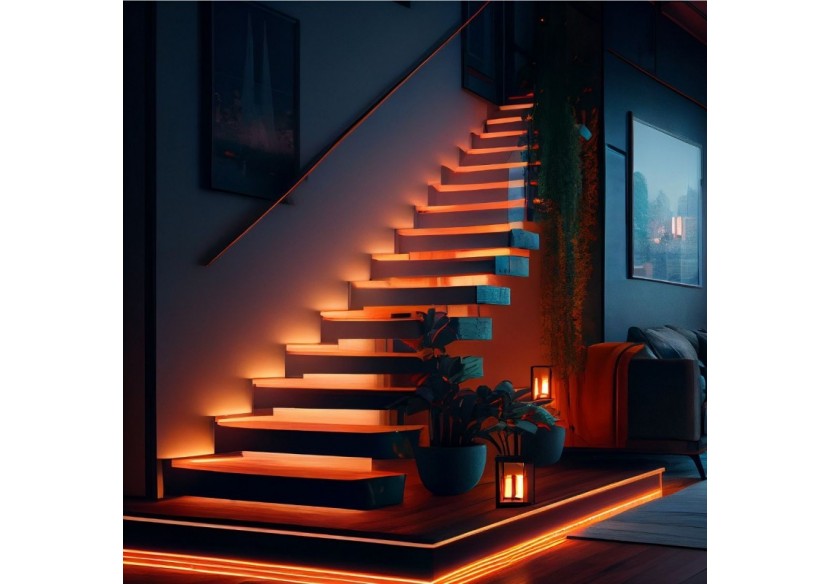 Ruban LED COB 24V DC-12W/m-Couleurs-8mm-IP20-Rouleau de 5m-Sécable tous les 4cm - B1559-5-AMB - Barcelona LED