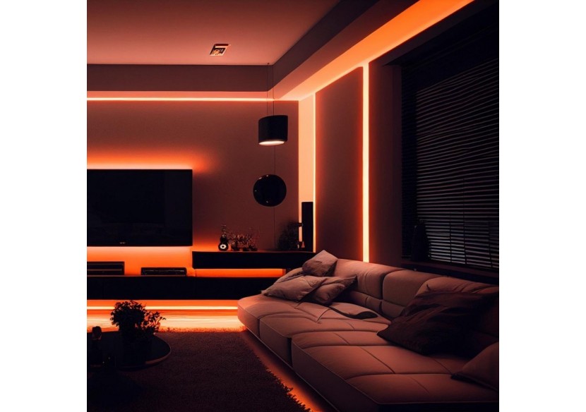 Ruban LED COB 24V DC-12W/m-Couleurs-8mm-IP20-Rouleau de 5m-Sécable tous les 4cm - B1559-5-AMB - Barcelona LED