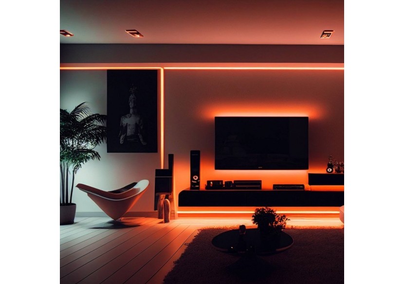 Ruban LED COB 24V DC-12W/m-Couleurs-8mm-IP20-Rouleau de 5m-Sécable tous les 4cm - B1559-5-AMB - Barcelona LED