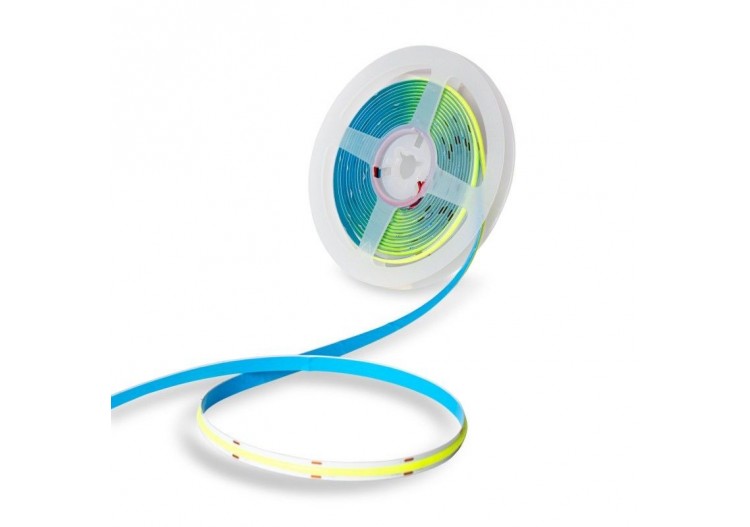 Ruban LED COB 24V DC-12W/m-Couleurs-8mm-IP20-Rouleau de 5m-Sécable tous les 4cm - B1559-5-VE - Barcelona LED