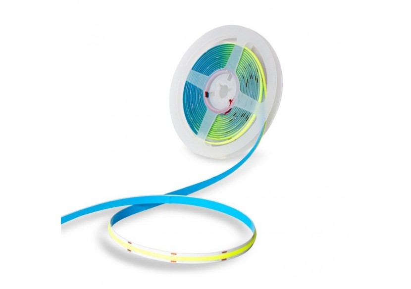 Ruban LED COB 24V DC-12W/m-Couleurs-8mm-IP20-Rouleau de 5m-Sécable tous les 4cm - B1559-5-VE - Barcelona LED