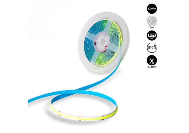 Ruban LED COB 24V DC-12W/m-Couleurs-8mm-IP20-Rouleau de 5m-Sécable tous les 4cm - B1559-5-VE - Barcelona LED 2