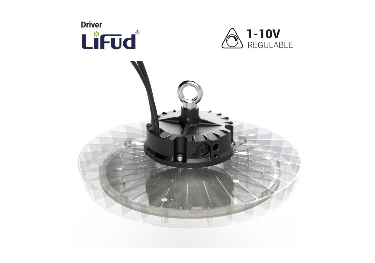 Cloche LED industrielle-Driver LIFUD-200W-160lm/W-Puce PHILIPS-Dimmable 1-10V-IP65 - B8138-200-5K - Barcelona LED