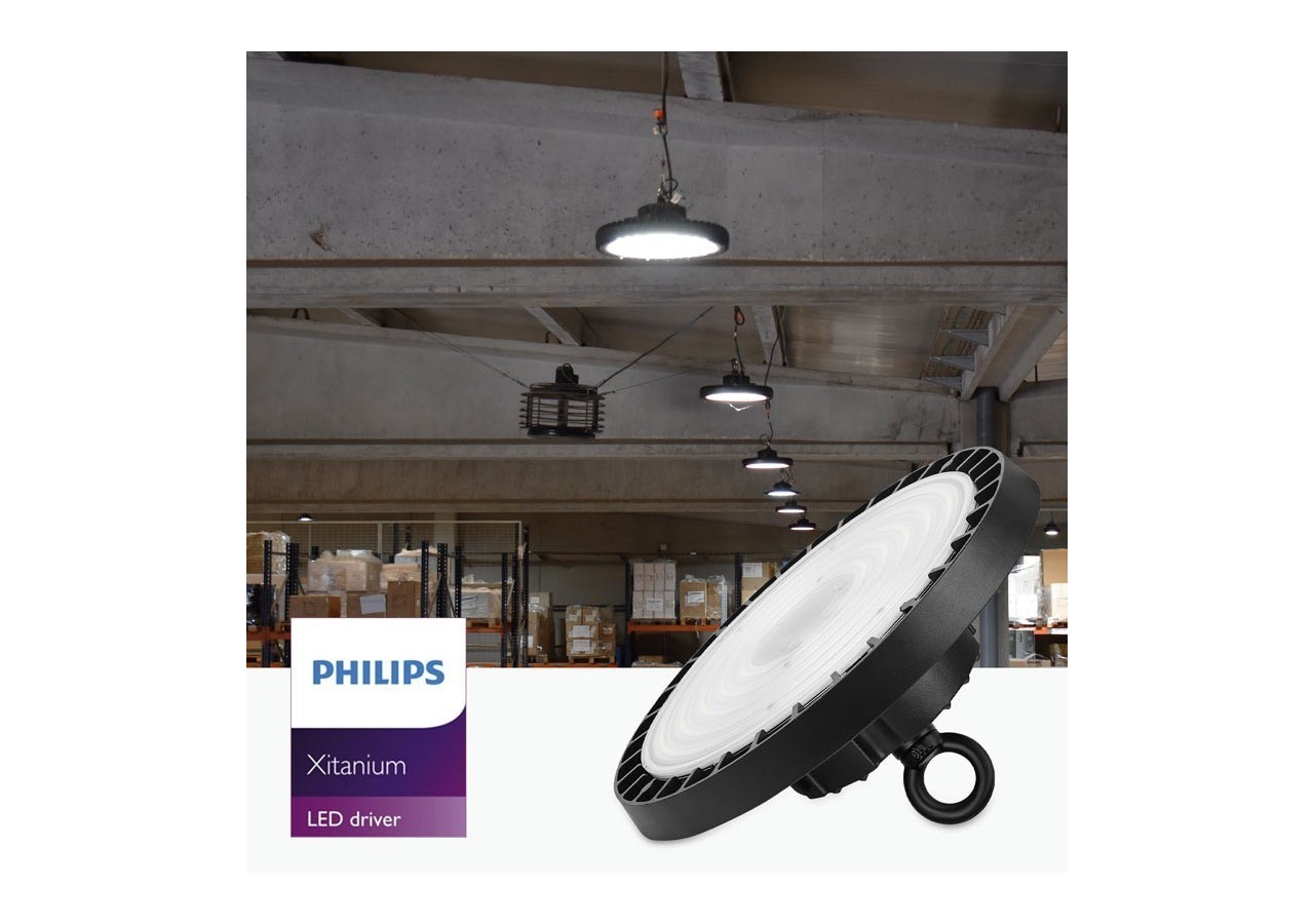 Cloche LED industrielle-Driver PHILIPS-150W-160lm/W-Puce PHILIPS-Dimmable 1-10V-IP65 - B8137-150-5K - Barcelona LED