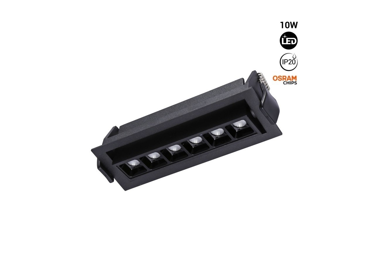 Spot LED encastré linéaire 10W-Orientable-UGR18-IRC90-Puce OSRAM-2800K - B1215-N-BC - Barcelona LED