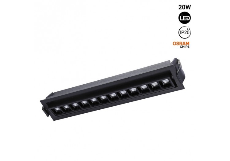 Spot LED encastré linéaire 20W-Orientable-UGR18-IRC90-Puce OSRAM-2800K - B1216-N-BC - Barcelona LED
