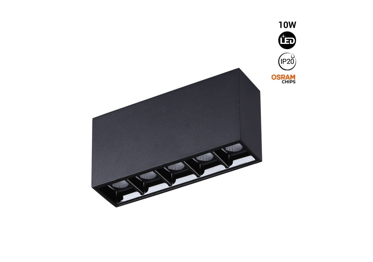 Spot LED linéaire de surface noir-10W-UGR18-IRC90-Puce OSRAM - B1324-N-BC - Barcelona LED