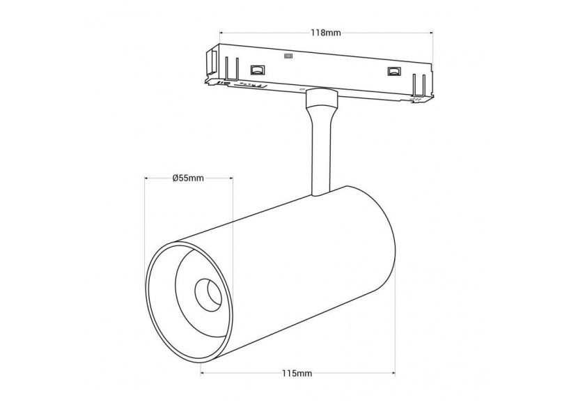 Spot LED sur rail magnétique 48V-18W-Blanc - PMC-18W-B-BN - Barcelona LED