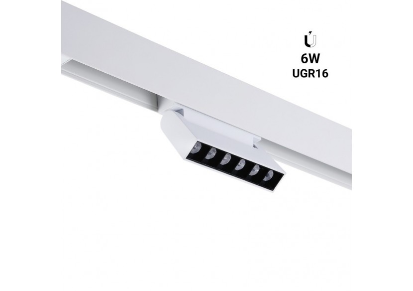 Spot LED linéaire orientable sur rail magnétique 48V-6W-UGR16-Blanc - PML-6WU18-B-BC - Barcelona LED