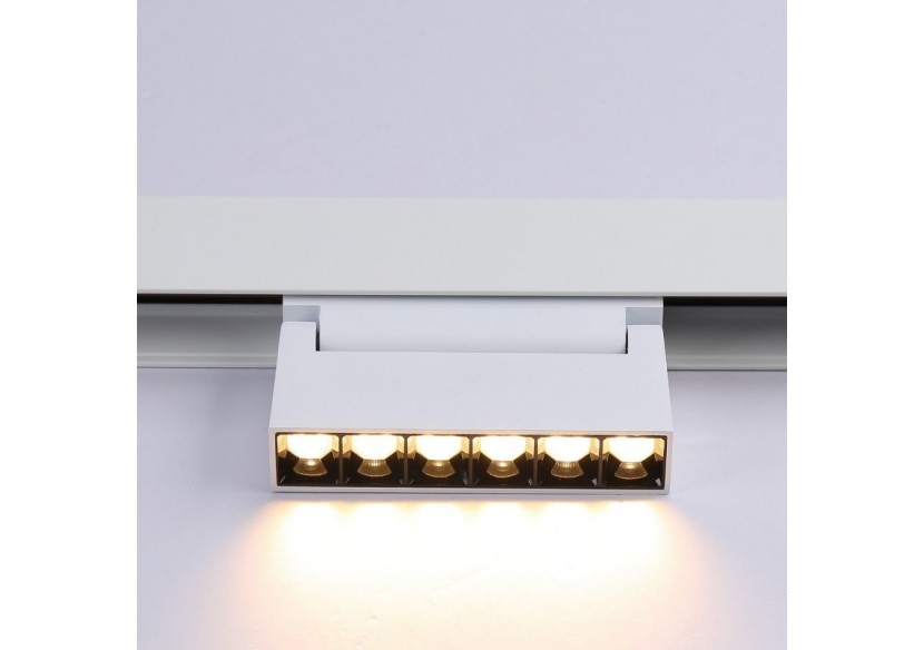 Spot LED linéaire orientable sur rail magnétique 48V-6W-UGR16-Blanc - PML-6WU18-B-BC - Barcelona LED