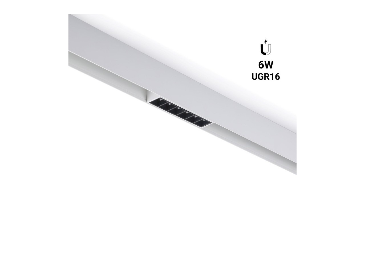 Spot LED linéaire sur rail magnétique 48V-6W-UGR 16-Blanc - LM-112U18-B-BN - Barcelona LED