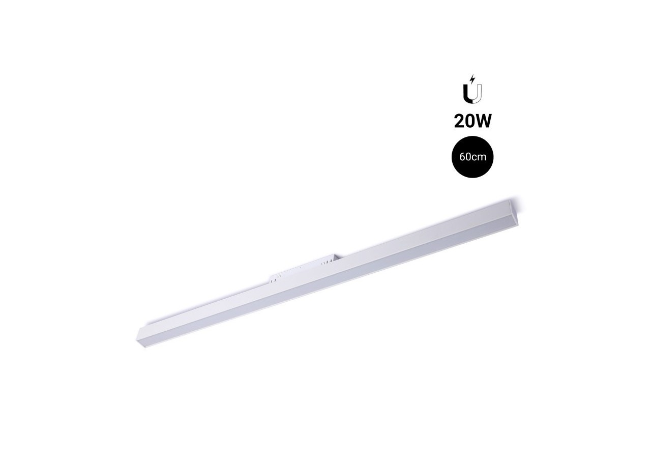 Spot LED linéaire opale sur rail magnétique 48V-20W-Blanc - LM-600-B-BN - Barcelona LED