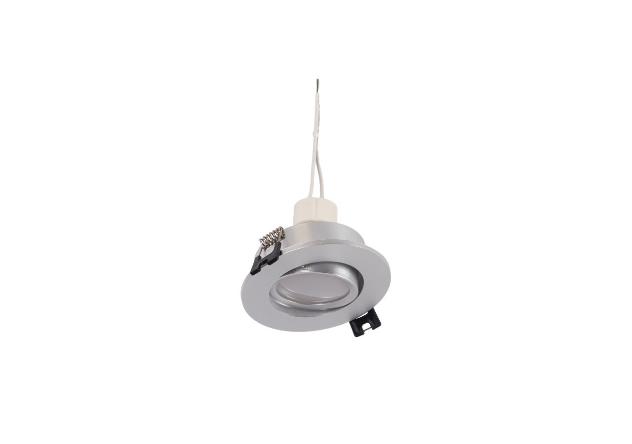 10x Collerette downlight orientable argent diamètre 90mm et Ampoule GU10 5W et Douille GU10 - K981-R-G-270-10 - Barcelona LED
